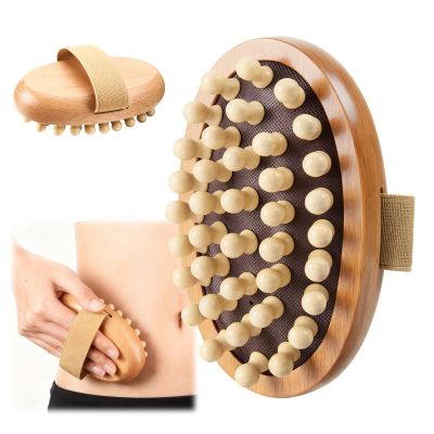 2 PCS Meridian Massage Brushes, Wood Therapy Massage Tools with Essential Oil, Handheld Meridian Brush for Belly Fat, Full Body Relaxation Cellulite Pressure Brushes for Legs, Arms, Back (Brown)