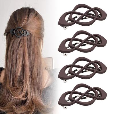 2025 New Vintage French Barrette Hair Clips, Stylish Accessories Hair Elegant Retro Non Slip Clip, Upgrade Hair Barrettes Hair Accessories for Women Girls (Khaki 4Pcs)