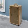 Barber Case Organizer, Makeup Train Case with Dual Password Locks & 2 Keys, Rolling Hairdressing Box Rolling Hairdressing Case with 4 Wheels, Large Load-bearing Capacity 33.07-44.09 lbs (Gold) view 4