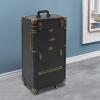Barber Case Organizer, Makeup Train Case with Dual Password Locks & 2 Keys, Rolling Hairdressing Box Rolling Hairdressing Case with 4 Wheels, Large Load-bearing Capacity 33.07-44.09 lbs (Black) view 4