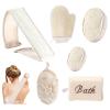 6 Pcs Natural Loofah Bath Set for Women & Men, Loofah Sponge Exfoliating Body Scrubber Kit with Back Loofah, Shower Pouf, Bath Sponge Balls view 1