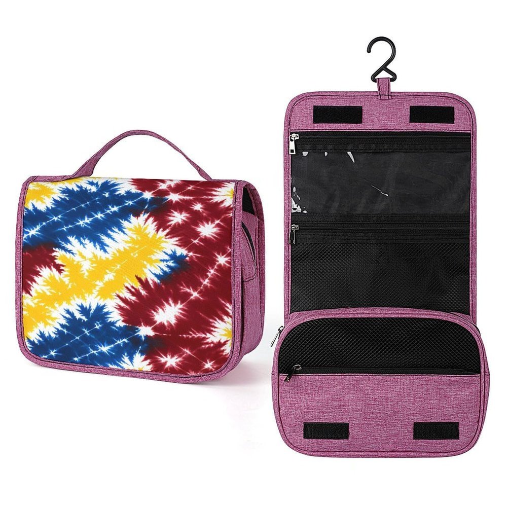 CASOWAT Tie Dye Print Travel Toiletry Bag for Women Portable Hanging Organizer for Travel-Sized Shampoo Makeup Toothbrushes