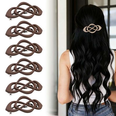 2025 New Vintage French Barrette Hair Clips, Stylish Accessories Hair Elegant Retro Non Slip Clip, Upgrade Hair Barrettes Hair Accessories for Women Girls (Khaki 6Pcs)