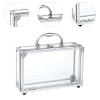 FerneeButy Aluminum Alloy Carrying Box Jewelry Organizer Rectangular Clear Makeup Tool Case Toiletry Organizer Box for Rings 11.81x8.27x3.35inch view 3