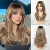 Women Long Wavy Synthetic Wig Layered Hair With Side Bangs Natural Heat Resistant Daily Wig view 2