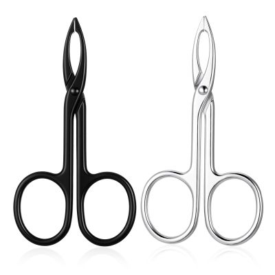 2 PCS Scissor Tweezers with Handles, Scissor Tweezers for Eyebrows, Metal Straight Tip with Scissors Handle Eyebrow Plucker Tweezer for Remover Facial Hair and Eyebrow Care(Silver, Black)