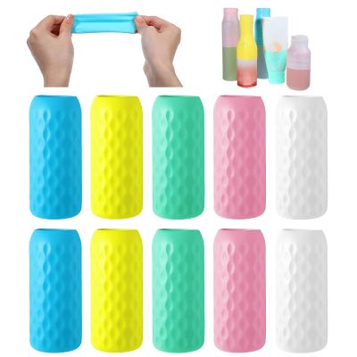 10 Pcs Silicone Bottle Covers, Leak-Proof Elastic Sleeves Travel Essentials for Toiletries, Cruise Beach Vacation Essentials, Women Men Airplane Trips Travel Size Toiletries Accessories (5 Colors)