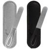 2PCS Metal Nail File Men, 3.6 Inch Stainless Steel Finger Nail Files for Men with PU Leather Cases Double Sided Grit & Non-Slip Handle (Black, Silver) view 1