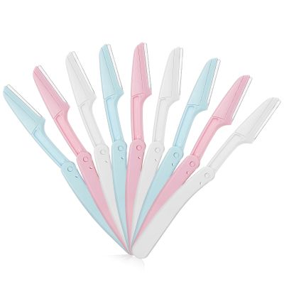 Guduling 9pcs Dermaplane Razors, Brow Razors for Women, Foldable Razor for Eyebrows, Eye Brow, Shaver, Facial Dermaplaning Tool for Women & Men Sensitive Skin 3 Colors