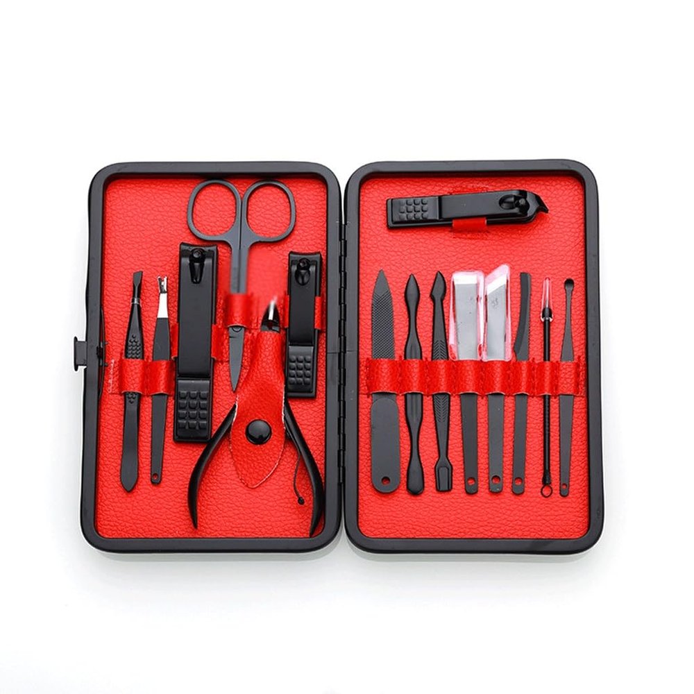 15 Piece Nail Clippers Set, Black Clipper, Enhancement Tool