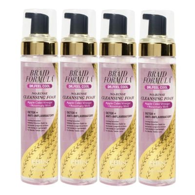 Foam Cleanser  4x Dr. Feel Cool No-Rinse CleansingFoam 8.5oz with Braid Formula No-Rinse Cleansing Foam Apple Cider Vinegar & Rosemary Mint by EBIN NEW YORK Bundle  Scalp Refresh Gift Set (4 Items)