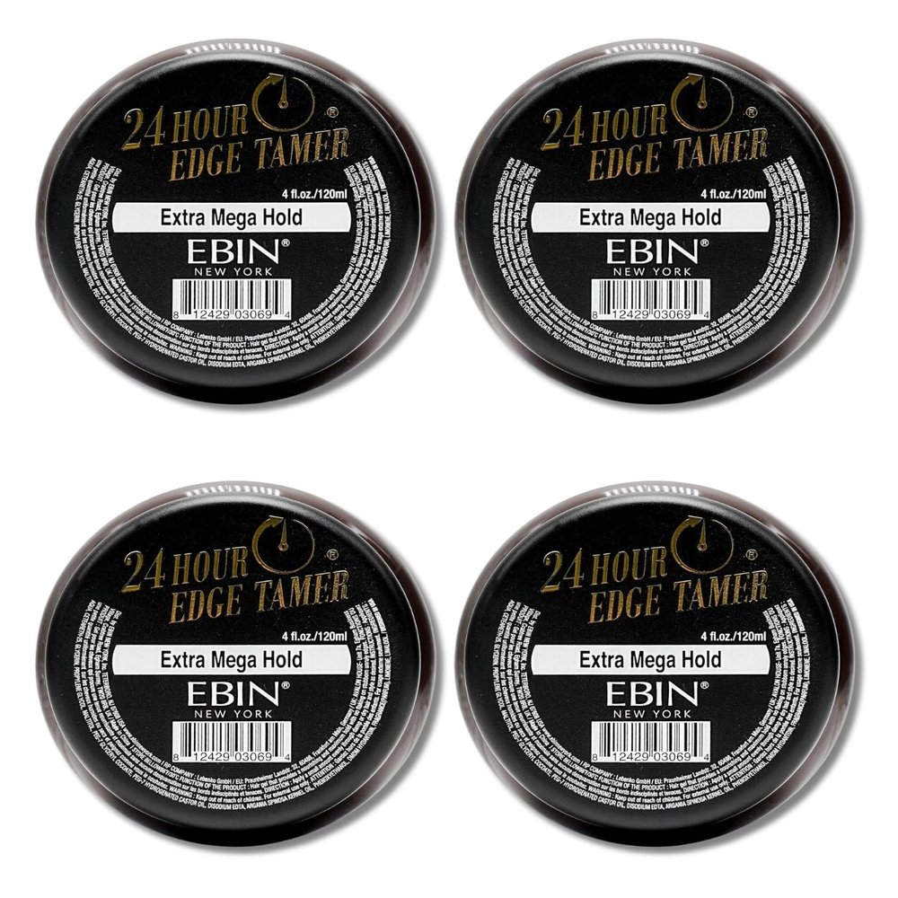 EBIN NEW YORK 4x 24 Hour Edge Tamer - Extra Mega Hold 4oz Bundle  Edge Control Gel for Sleek Styles with Humidity-Resistant  Gift Set (4 Items)