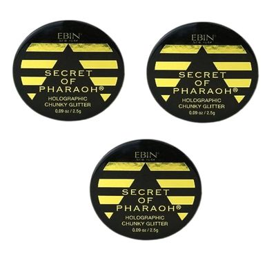 Glitter 3X Secret of Pharaoh Holographic Chunky Glitter Gold Empire by EBIN NEW YORK Bundle Shimmering, Iridescent for Face, Hair, and Body Gift Set (3 Items)