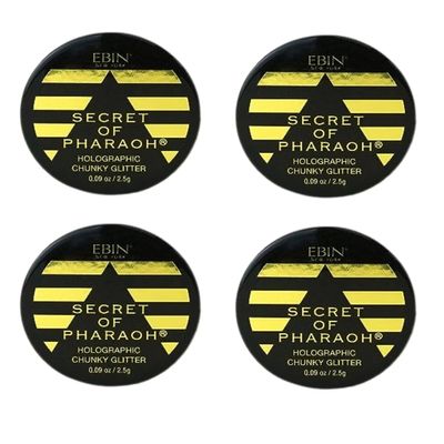 Glitter  4X Secret of Pharaoh Holographic Chunky Glitter  Gold Empire by EBIN NEW YORK Bundle  Shimmering, Iridescent for Face, Hair, and Body  Gift Set (4 Items)