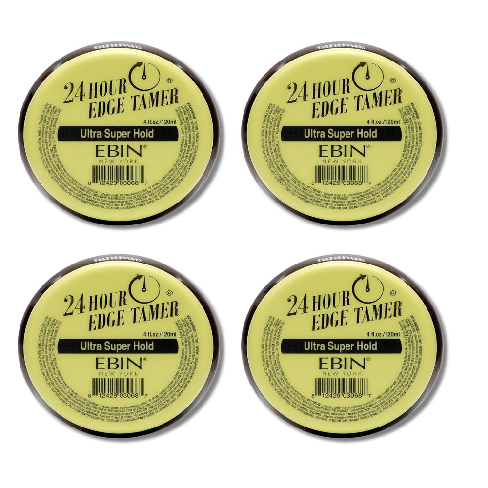 EBIN NEW YORK 4x 24 Hour Edge Tamer - Ultra Super Hold 4oz Bundle  Long Lasting Edge Control Gel for Sleek Styling, Hydration, and Smooth Finish  Gift Set (4 Items)