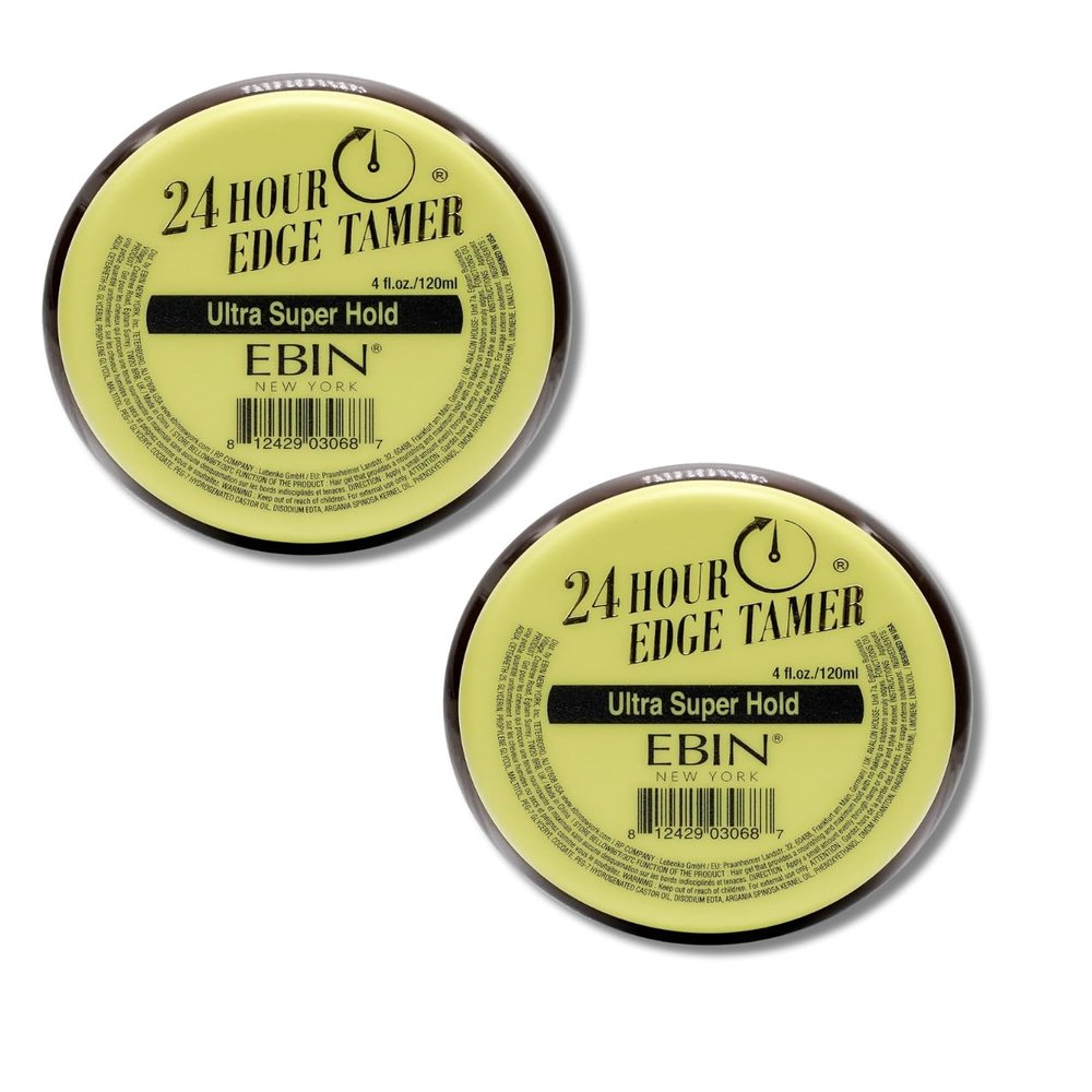 EBIN NEW YORK 2x 24 Hour Edge Tamer - Ultra Super Hold 4oz Bundle  Long Lasting Edge Control Gel for Sleek Styling, Hydration, and Smooth Finish  Gift Set (2 Items)