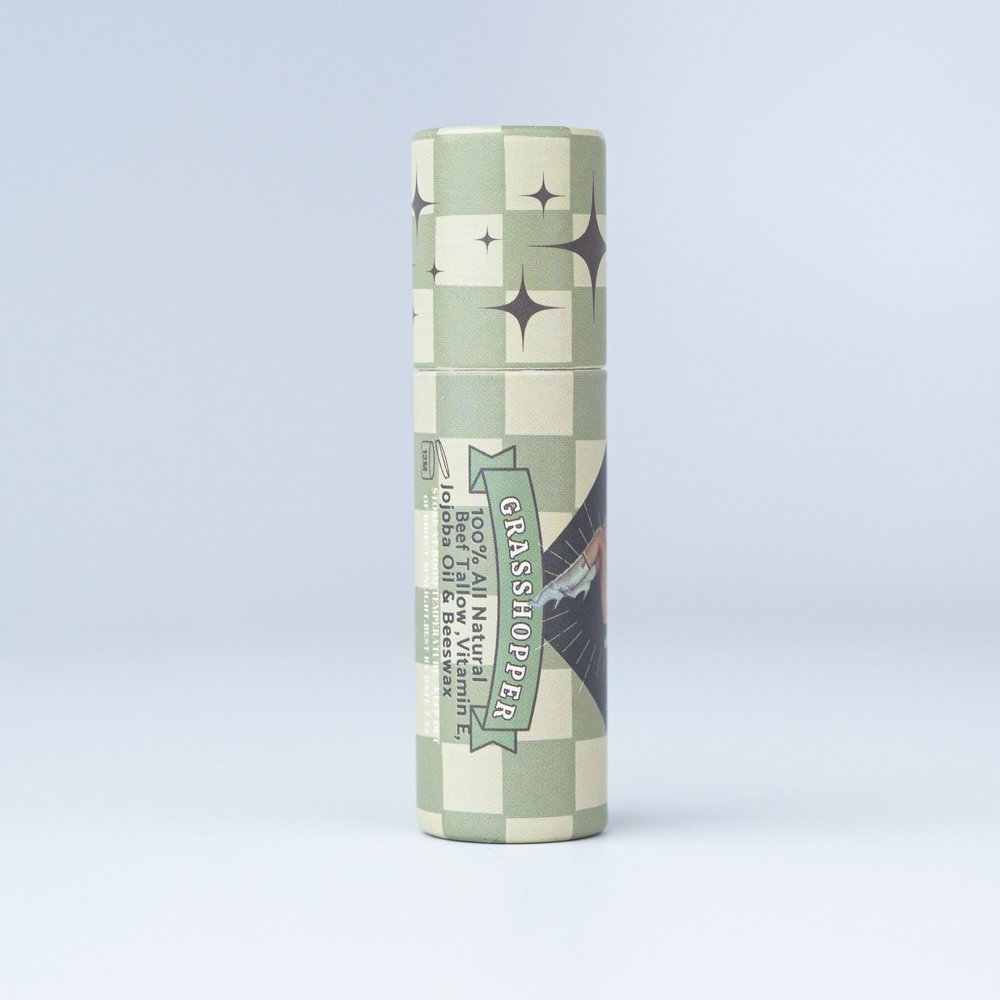 Lady May Tallow Beef Tallow Lip Balm - All Natural Beef Tallow Balm Made with Beeswax, Jojoba Oil & Vitamin E for Lip Repair and Hydration - Nothing Artificial, USA Made (Grasshopper)