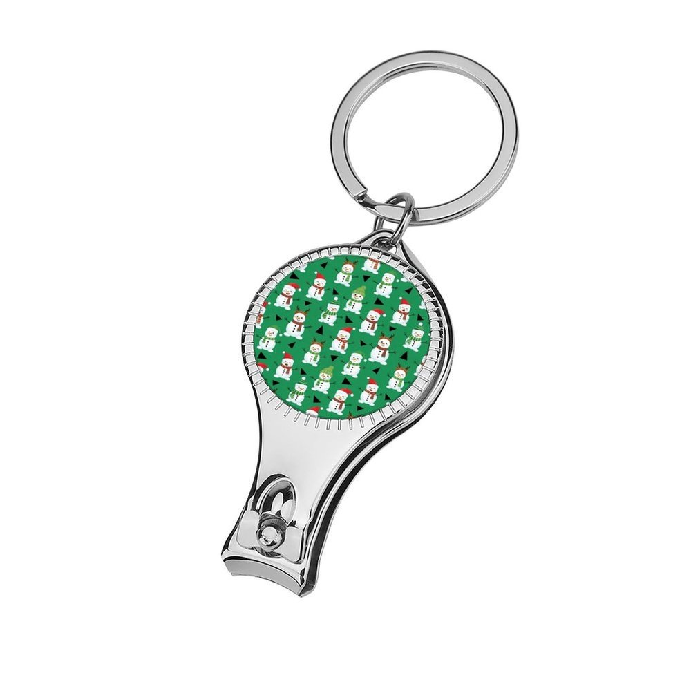Christmas Snowman Green Nail Clippers Keychain with Nail Clipper and Bottle Opener Party Favors