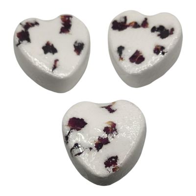 Bath Bombs- 3 Heart Shape with Rose Flowers