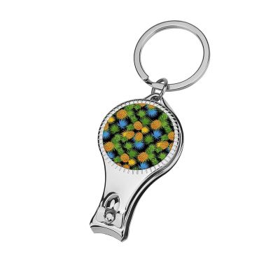 Nail Clippers Key Chain Toenail Clippers for Men Women with Keychain Pineapples Tropical Palm Branch Black Fingernail Clipper