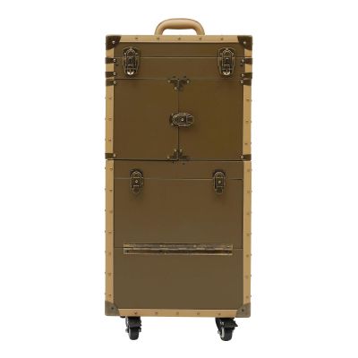 ALUIWNH Rolling Makeup Train Case - Lockable Hairdressing Case Stylist Trolley Organizer with Scissor Clip, Mesh Bags and Dryer Holder, Beauty Salon Luggage Travel Case Tool Box, 15"x10"x32"