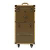 ALUIWNH Rolling Makeup Train Case - Lockable Hairdressing Case Stylist Trolley Organizer with Scissor Clip, Mesh Bags and Dryer Holder, Beauty Salon Luggage Travel Case Tool Box, 15"x10"x32" view 1