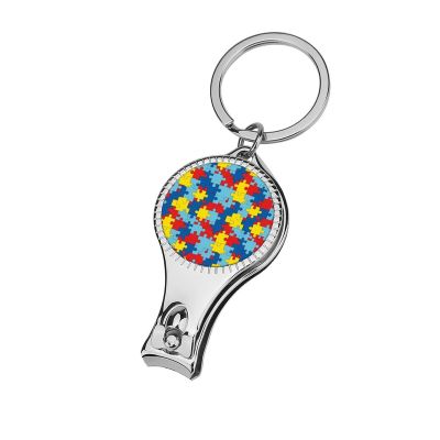 Nail Clipper Bottle Opener Keychain (Autism Awareness Puzzle)