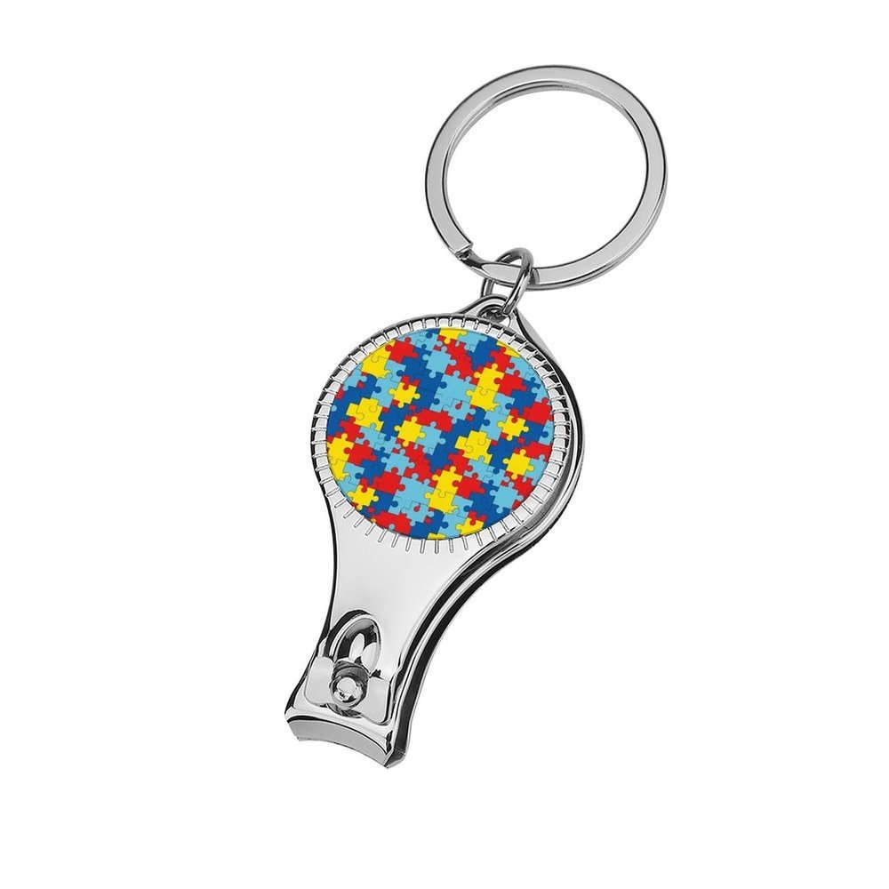 Nail Clipper Bottle Opener Keychain (Autism Awareness Puzzle)