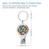 Nail Clipper Bottle Opener Keychain (Autism Awareness Puzzle) view 2