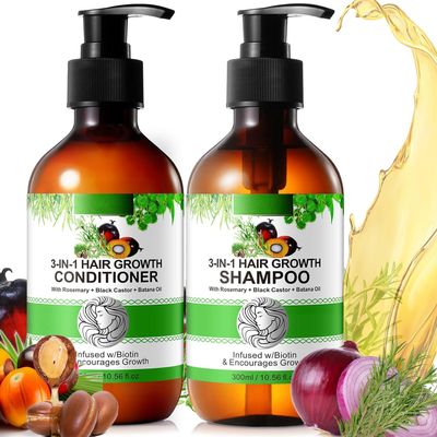 3-IN-1 Batana oil Conditioner&Shampoo(with Rosemary+Black Castor+Batana Oil) 600ML, Organic Batana Oil with Onion Shampoo and Conditioner, Biotin Shampoo for Hair Growth for Thinning Hair&Hair Loss