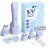 KINGTEE 5-in-1 Electric Bikini Trimmer for Women  IPX7 Waterproof Shaver, Cordless Body & Facial Razors for Women, Ceramic Blades, USB-C Rechargeable, Painless Hair Removal Kit (Blue) view 1