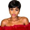 B-fashion Pixie Cut Wig Human Hair with Bangs Full Machine Made Layered Bob Pixie Wigs Brazilian Virgin Glueless None Lace Front Wear and Go Wig Short Wigs for Black Women Black 1B Color view 1