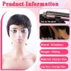 B-fashion Pixie Cut Wig Human Hair with Bangs Full Machine Made Layered Bob Pixie Wigs Brazilian Virgin Glueless None Lace Front Wear and Go Wig Short Wigs for Black Women Black 1B Color view 2