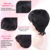 B-fashion Pixie Cut Wig Human Hair with Bangs Full Machine Made Layered Bob Pixie Wigs Brazilian Virgin Glueless None Lace Front Wear and Go Wig Short Wigs for Black Women Black 1B Color view 3