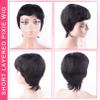 B-fashion Pixie Cut Wig Human Hair with Bangs Full Machine Made Layered Bob Pixie Wigs Brazilian Virgin Glueless None Lace Front Wear and Go Wig Short Wigs for Black Women Black 1B Color view 4