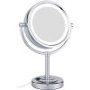 8.5 Inch Tabletop LED Lighted Makeup Mirror with Magnification, Chrome Finish Double-Sided Vanity Mirror, Plug Powered,3X,10x view 1
