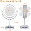 8.5 Inch Tabletop LED Lighted Makeup Mirror with Magnification, Chrome Finish Double-Sided Vanity Mirror, Plug Powered,3X,10x view 4