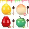 4 PCS Bee Lip Balm Lip Mask Furit Pot, Strawberry & Apple & Lemon & Peach Moisturizing Honey Balm, Lip Sleeping Mask, Lip Mask Overnight for Reduce Fine Lines, Repair Dry Cracked Lips view 1