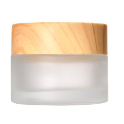 10g 15g 20g 30g 50g 60g Frosted Glass Cream Jar Empty Makeup Cosmetic Container With Wood Grain Lid For Face Cream Makeup