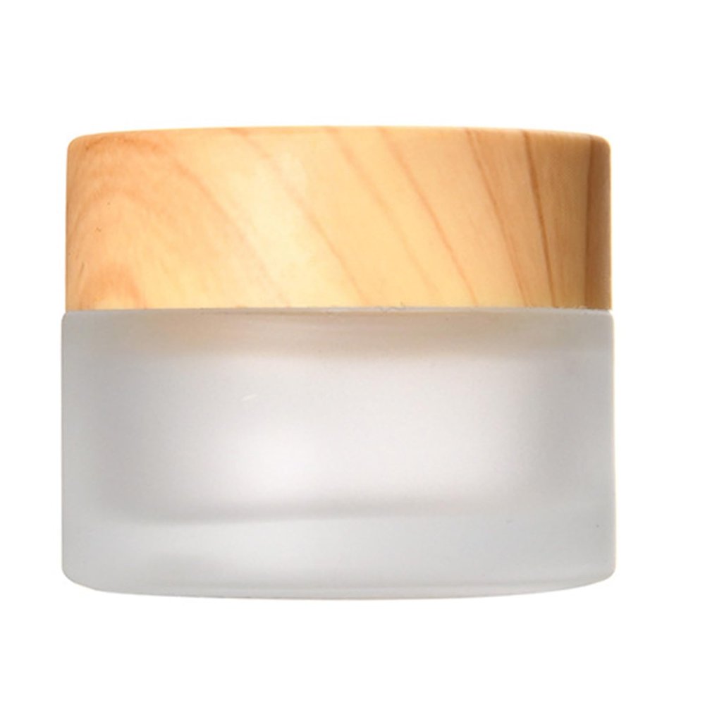 10g 15g 20g 30g 50g 60g Frosted Glass Cream Jar Empty Makeup Cosmetic Container With Wood Grain Lid For Face Cream Makeup