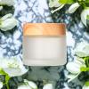 10g 15g 20g 30g 50g 60g Frosted Glass Cream Jar Empty Makeup Cosmetic Container With Wood Grain Lid For Face Cream Makeup view 4