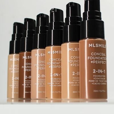 2-in-1 Concealer Foundation, 20ml, Long-Lasting Waterproof Coverage, Black Pump Bottle (04#)