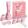 KINGTEE 5-in-1 Electric Bikini Trimmer for Women  IPX7 Waterproof Shaver, Cordless Body & Facial Razors for Women, Ceramic Blades, USB-C Rechargeable, Painless Hair Removal Kit (Pink) view 1