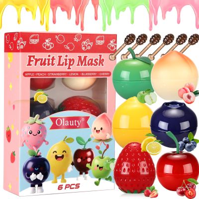 6Pcs Tinted Bee Lip Balm Lip Care for Kids,Strawberry, Apple, Lemon, Peach, Cherry, Blueberry Bee Lip Balm Bulk Gifts,Hydrating & Preventing Dry, Cracked Lips, Stocking Stuffers for Teen Girls
