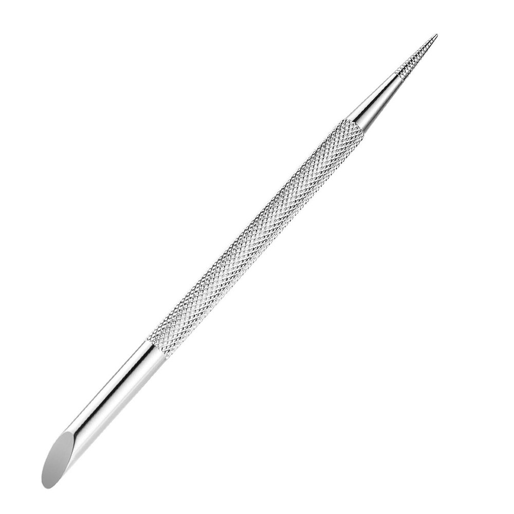 caralin Double Ended Cuticle Pusher Remover Cleaner Nails Art Dotting Pen Stainless Steel Manicure Pedicure Nails Art Care Tool