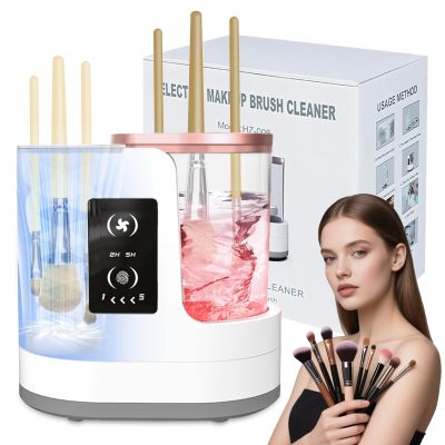 3-in-1 Electric Makeup Brush Cleaner with Dryer & HolderAutomatic USB Cleaning Machine for All Makeup Brush Sizes, Portable Quick-Dry Tool for Cosmetic Brushes