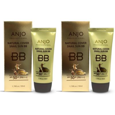 Anjo Snail BB Cream Korean 2 Pack 50ml - Korean BB Cream Professional Skincare - Lightweight, Non-Greasy Mucin Moisturizer - Natural Cover Foundation for Even Skin Tone