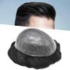 LYRICAL HAIR Toupee for Men Hair System Replacement Injected Poly Skin Mens Hairpiece Durable PU Wig for Men 6"X8" #1B10 Off Black+10% Gray-110% Light to Medium Density view 1