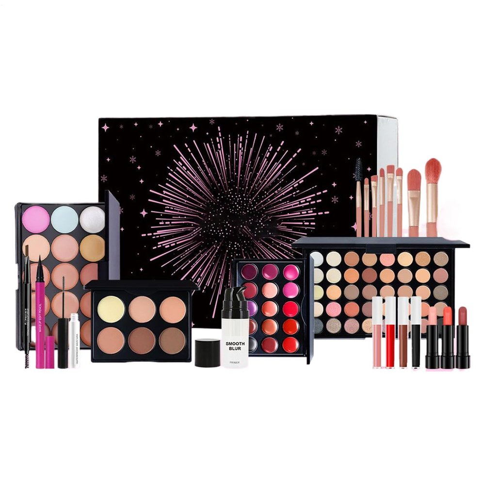 Beginner Makeup Set - 22/16/6cm Teen Makeup Kit, Cosmetics Set, Beauty Eyeshadow Palette Lipstick Brush, Stater Make Up Full Kits For Women Girls Teens Beginner Christmas Wife Mother Day