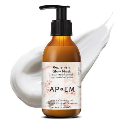 APoEM Replenish Glow Mask | face masks skincare for instant plumping, deep hydration & firming | smoothing fine lines, brightening & antioxidant protection | Spanish skincare, 150ml